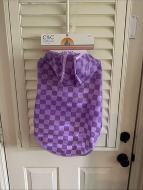 C&C California Lavender Checkered Dog Hoodie